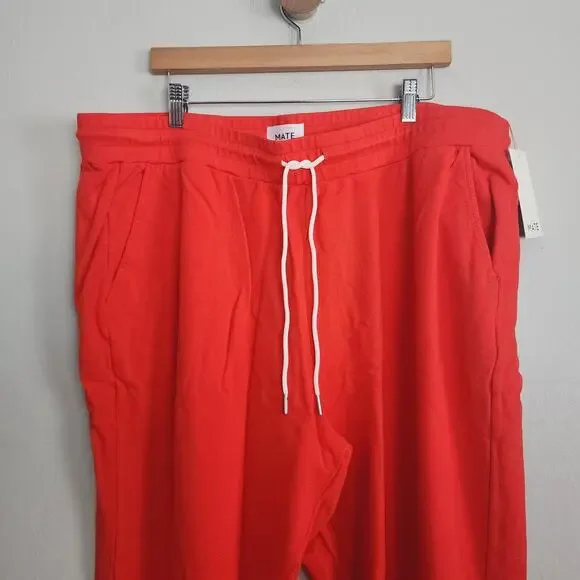 NWT Mate The Label Organic Cotton Classic Terry Jogger Cherry Red Pant